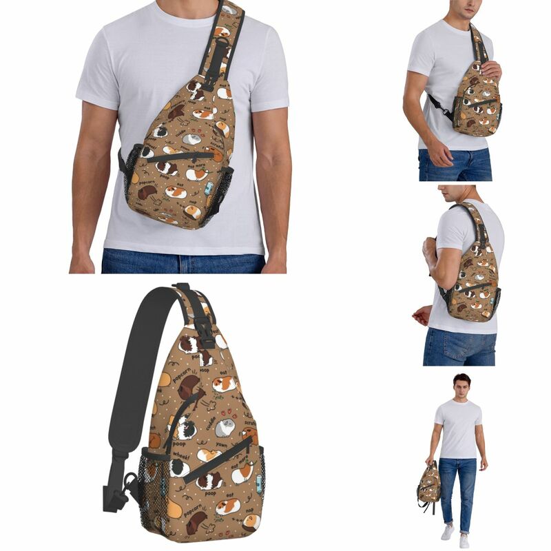 Mochila Kawaii de conejillo de indias, bolso de hombro cruzado en el pecho, mochila informal para senderismo al aire libre