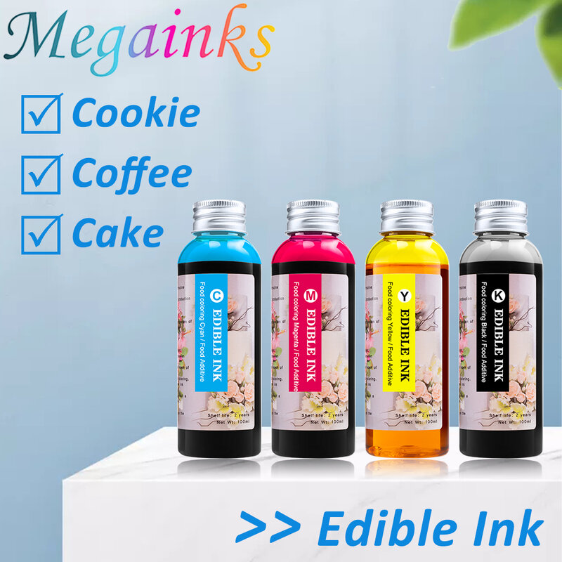 4 colori 100ml per bottiglia 803 di inchiostro commestibile per tutte le macchina Da Caffè per torta di rose e alimenti stampante