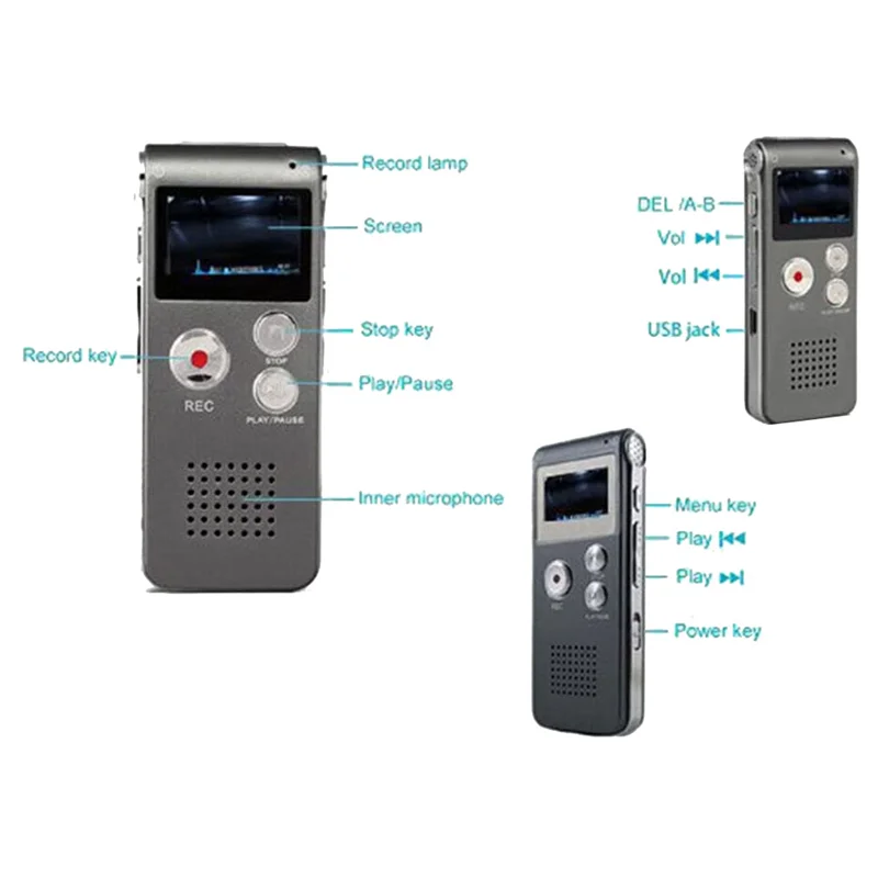 초자연적 장비 디지털 EVP 음성 활성화 녹음기 USB US 8GB (블랙)
