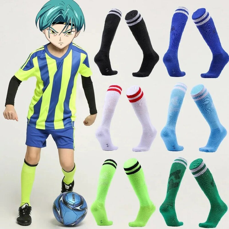 Kaus kaki olahraga sepak bola anak dewasa, stoking Legging panjang lutut, kaus kaki olahraga kebugaran anak-anak dewasa
