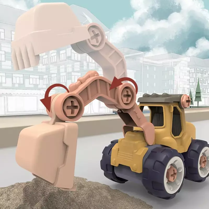 4 스타일 엔지니어링 차량 장난감 플라스틱 건설 굴삭기 트랙터 덤프 트럭 불도저 모델, 어린이 소년 미니 선물 DIY 장난감