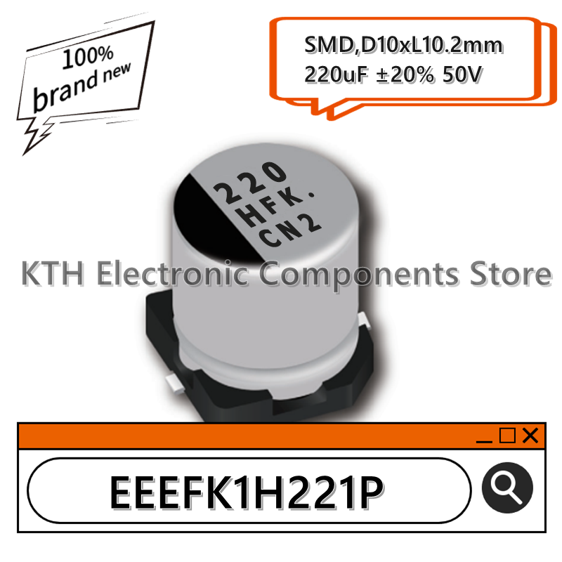 10PCS EEEFK1H221P EEE-FK1H221P 220uF 50V new original SMD aluminum electrolytic capacitor 10x10.2mm screen printing 220 HFK