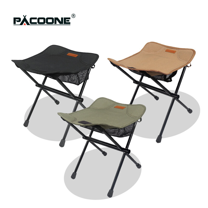 PACOONE Camping Portable Folding Stools Ultralight Aluminium Alloy Storage Chair  MIni Fishing Chair Picnic Lighweight Furniture