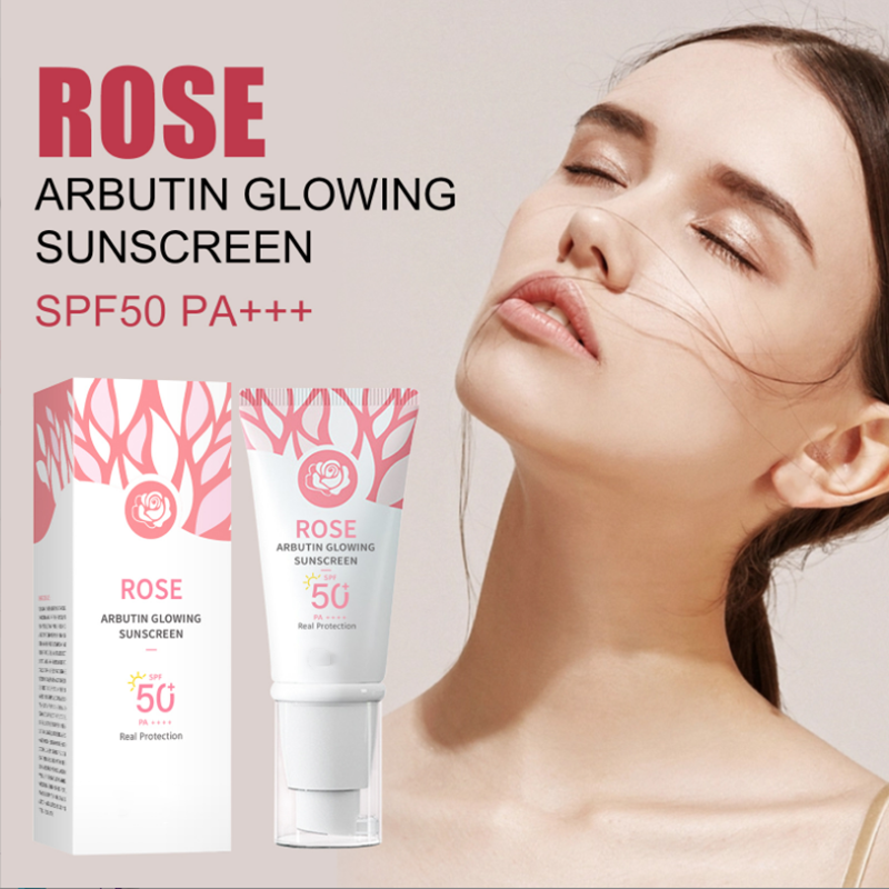Arbutin-Crema de protección solar SPF50 para mujer, Base de maquillaje, imprimación Invisible de poros, ligera, sin aceite, acabado de maquillaje, sin arrugas, corrector facial