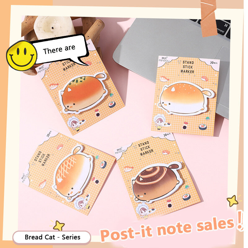 Cartoon Sticky Notes Memo Pad Creative N Times Cute Bread Shape Memo Pad Student Message Pad Kawaii School Supplies Stationeries