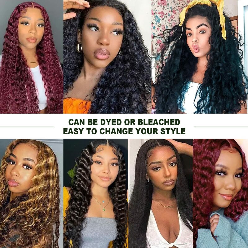 Deep Wave Frontal Wig  Full Lace Human Hair Wigs For Women Human Hair Hd Water Wave 13x4 HD  Lace Front Wig Curly Human Hair Wig