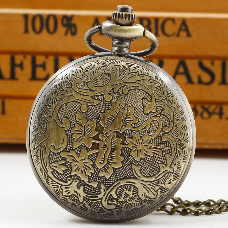 Relógio FOB de bolso para homens e mulheres Bronze azul, quartzo, relógio de bolso, esqueleto, relógio de corrente, filme clássico, planeta, venda quente