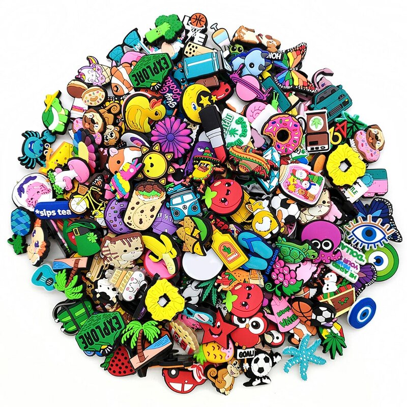 6/30/60/100/200 Pcs Cartoon Shoe Charms for Clogs Bubble Slides Sandals PVC Shoe Decorations Accessories For Teens