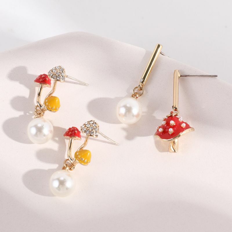 Makersland-女性のためのユニークなイヤリング,キノコの形をした素敵なイヤリング,金色の蝶ネクタイ,快適な蜂,トレンディなデザイナージュエリー