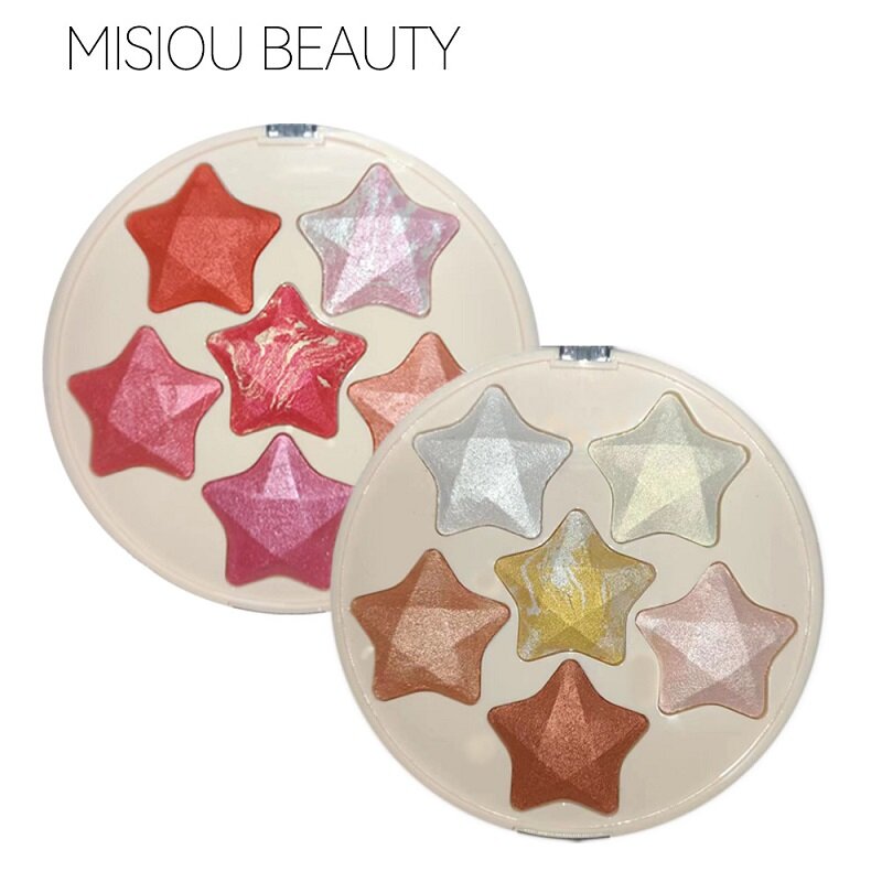 Five-Pointed Star Highlighter Blusher Palette Natural Shimmer Contour Shading Nose Shadow Color Lasting Brighten Blush Cosmetics