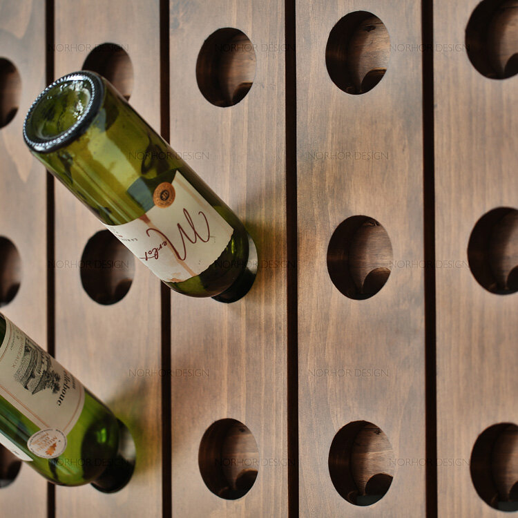 Estante de vino de madera maciza montado en la pared, estante de vino tinto colgante, estante de vino creativo, estante de vino de bar de bodega