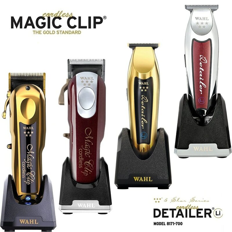 Profissional Wahl & DUTRIEUX cabelo Clipper com base de carregamento para Barbeiros, Série 5-Star, sem fio cabelo Clipper, Magic Clip, 8171, 8148