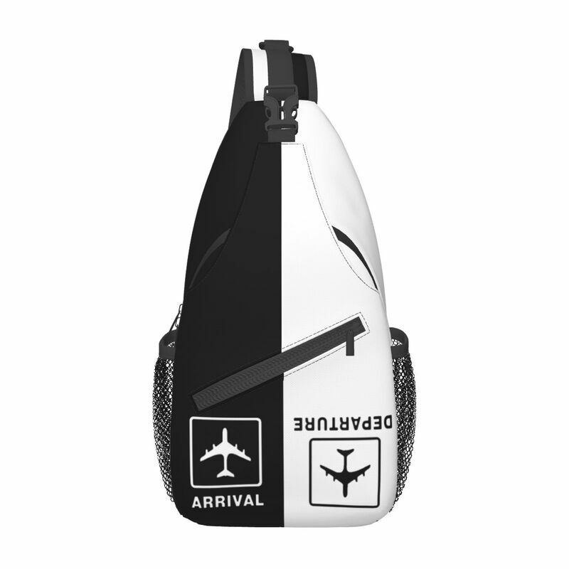 Aviation Airplane Departures Arrivals Sling Chest Crossbody Bag Men Aviator Pilot Plane Shoulder Backpack for Travel Cycling