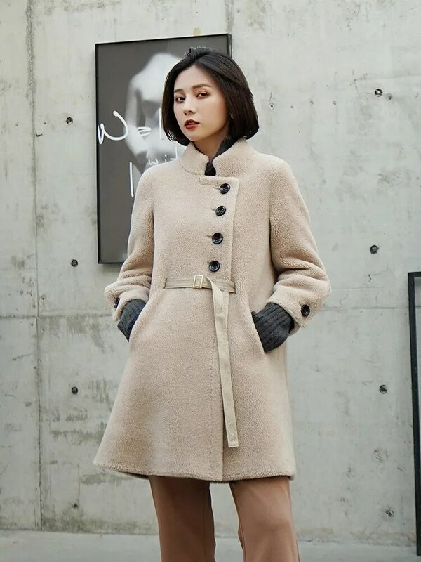 Płaszcz z prawdziwego futra kobiet zima kurtka ubrania 2020 Vintage 100% wełny płaszcz kobiet strzyżenie owiec kurtki koreański futro topy Hiver 282152