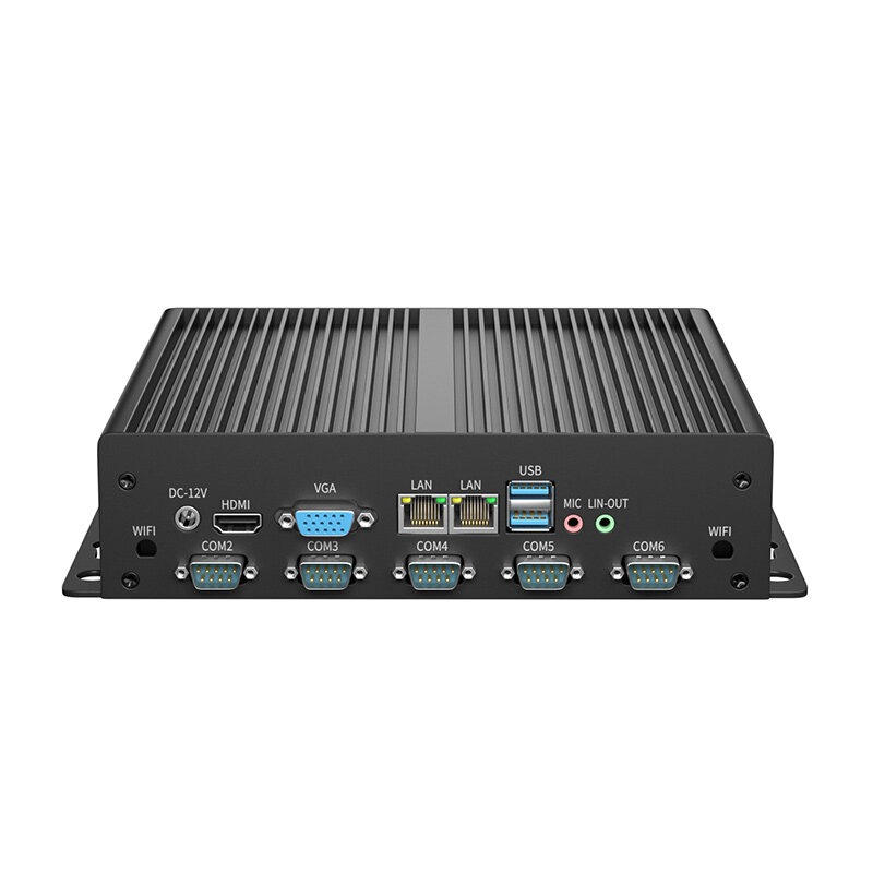 IKuaiOS G26 sin ventilador IPC Celeron J1900 2x1GbE LAN 6COM RS232 para automatización IoT Machine Vision DAQ para Win XP Ubuntu 1170-TI3