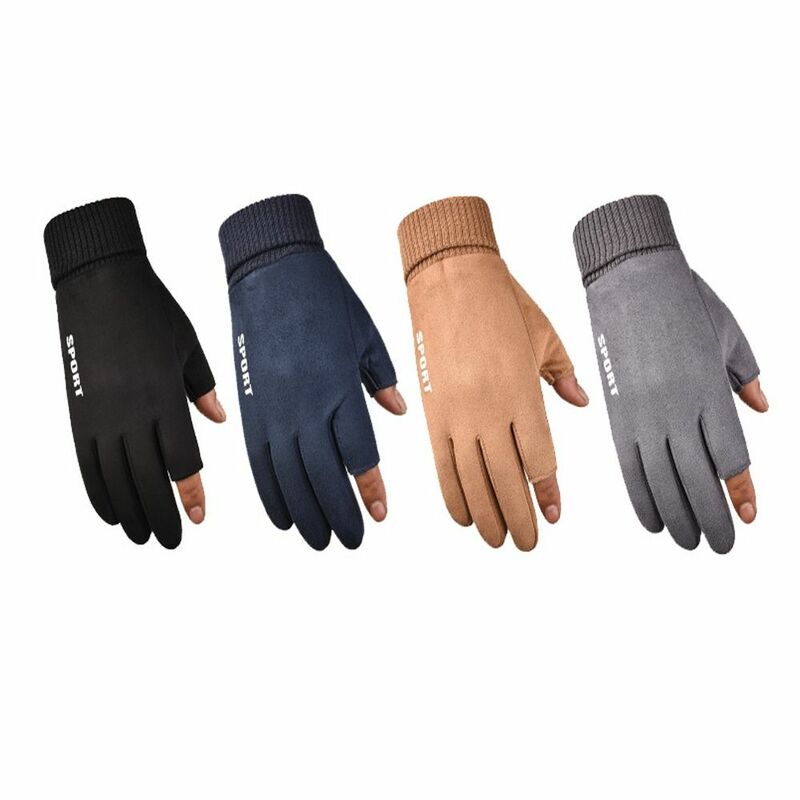 Pluszowa ciepła rękawiczki do ekranu dotykowego nowa odporne na zimno wiatroszczelna zimowa rękawica zagęszczona rękawiczki z palcami mężczyzn
