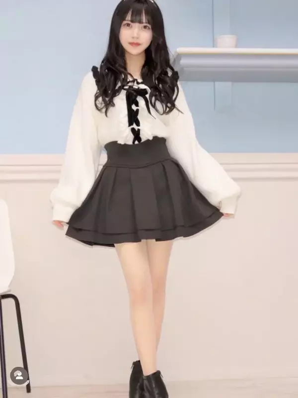 Japanse Stijl Eenvoudige Vrouw Radiale Taille Afslankende Been-Vormende Korte Zwarte Rok Voor Vrouwen Streetwear Vrouw Culottes Rokken