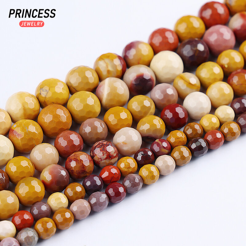 A++ Natural Faceted Moukaite Jasper Mixed Color Stone Beads for Jewelry Making Bracelet Necklace DIY Accessories 4 6 8 10mm