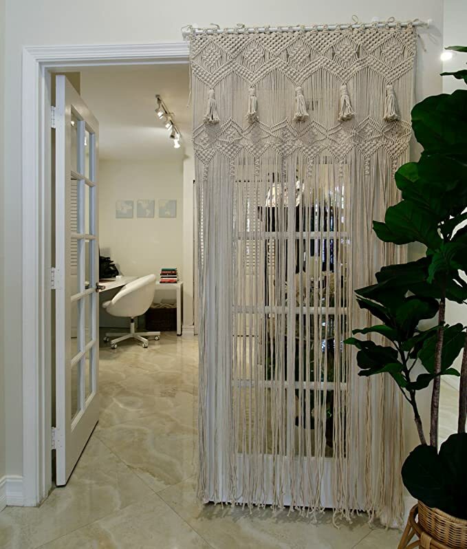 Handwoven Macramé Cortina, pano de fundo Arch, Wall Hanging, Boho-inspirado Touch Window, porta do casamento, grande, 200x200cm