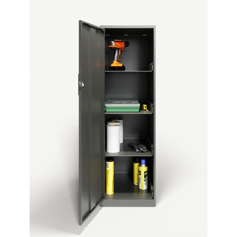 4 Shelf Personal Storage Cabinet, Locking, Charcoal   Living Room s   