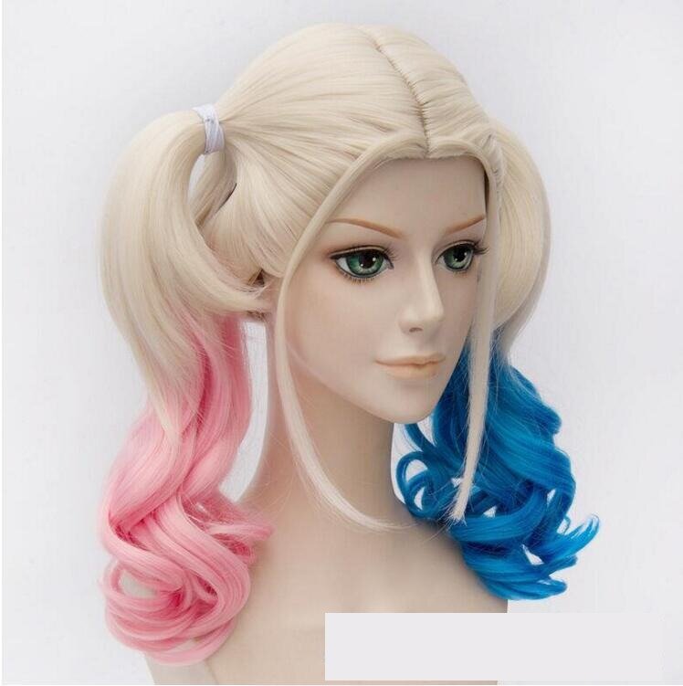 Cheap And High Quality Synthetic Wigs Hair For Women Cosplay Harleen Quinzel Double Tail Wig Glueless Nature Head Set Female Wig