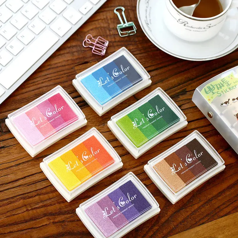 Colorfull Rainbow Multicolor Ink Pad Planner Jurnal Perangko Aksesoris Perlengkapan Diri Tinta Stempel Bantalan Tinta Alat Tulis Sekolah