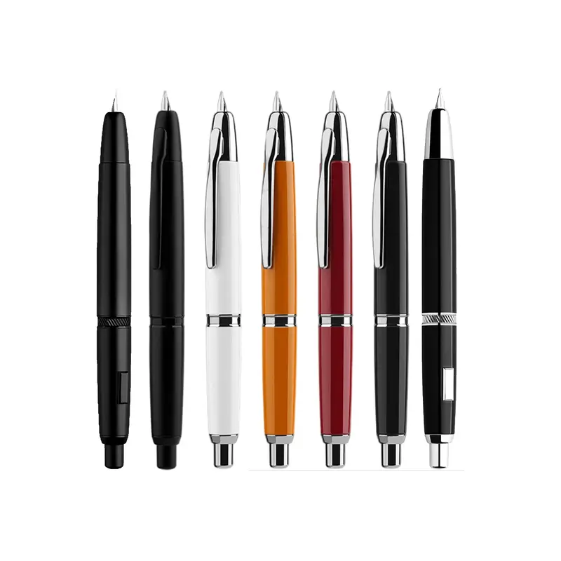 MAJOHN A1 penna stilografica a pressione retrattile pennino Extra Fine 0.4mm penna a inchiostro nero opaco in metallo con convertitore per la scrittura