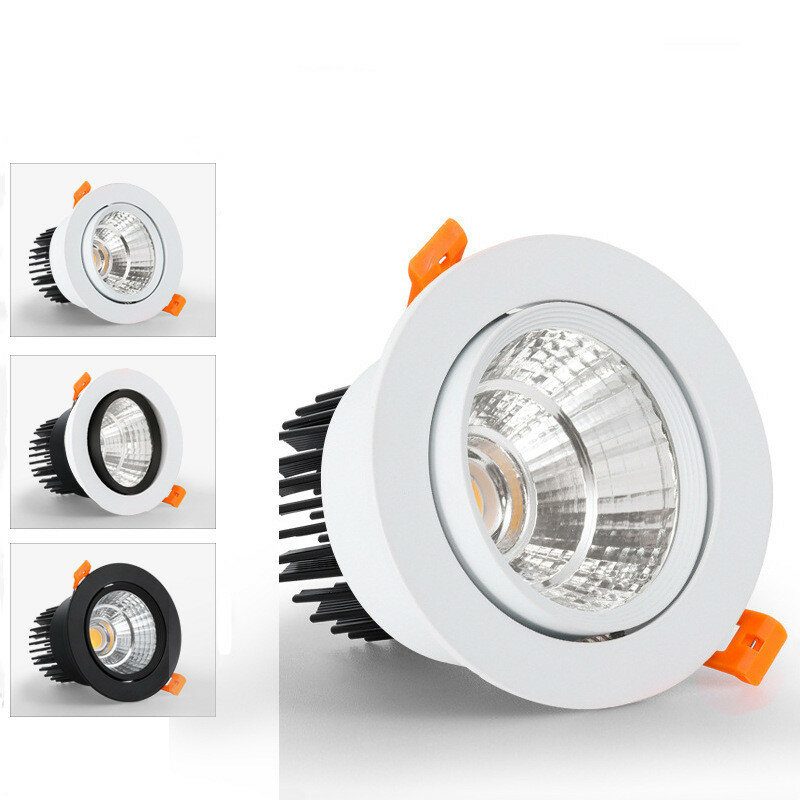 Luz LED empotrada regulable para techo, focos de luz COB con ángulo ajustable, 7W, 9W, 12W, 15W, 18W, giratoria, AC85-260V para interiores