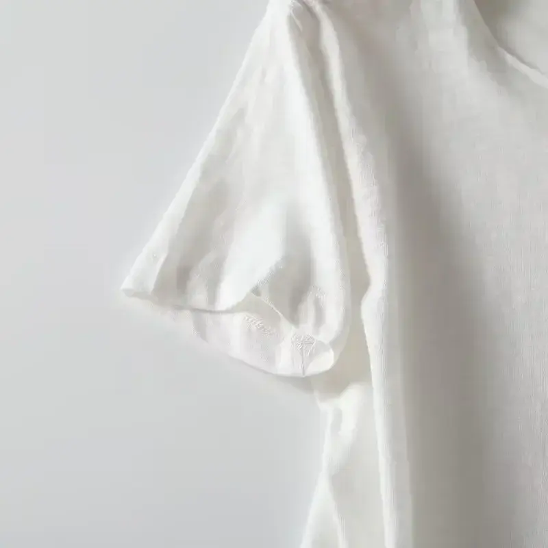 Camiseta solta de manga curta com decote em O feminino, top de cor sólida feminina, básico, multicolorido, casual, novo, 2023