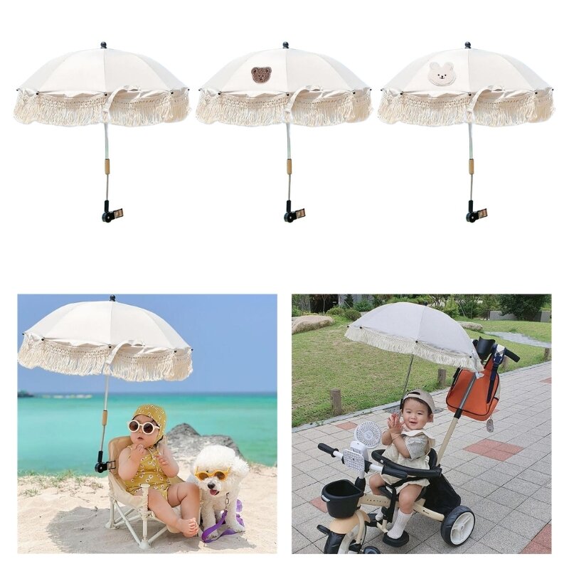 Wózek zewnętrzny parasol przeciwsłoneczny frędzlami koronkowe parasole plaże krem do opalania ochrona przed promieniowaniem UV parasol fotografia dziecięca rekwizyty KXRE