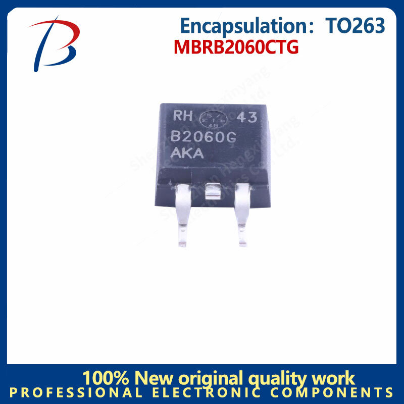 Pacote do diodo de Schottky, MBRB2060CTG, TO263 Silkscreen B2060G, 60V, 10A, 10 PCes
