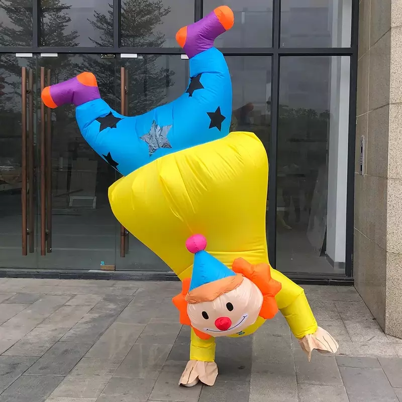 Handstand Clown Inflatable Costume Funny Blow up Outfit Halloween Cosplay Party Dress Clothes for Adult