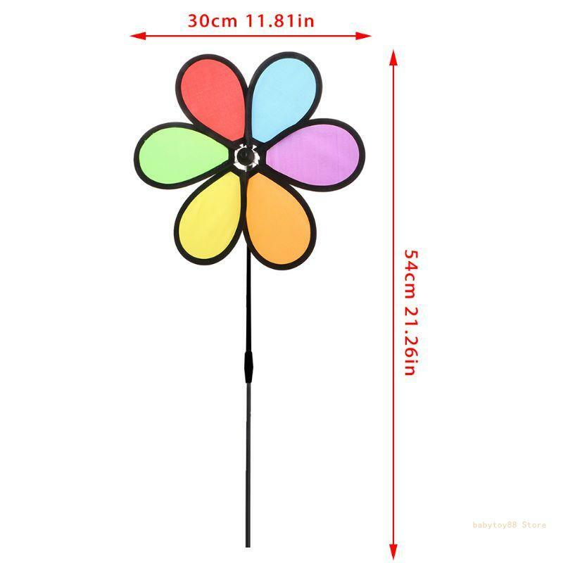 Y4UD Kolorowa tęcza Dazy Flower Spinner Wiatr Wiatrak Ogród Yard Dekoracje zewnętrzne