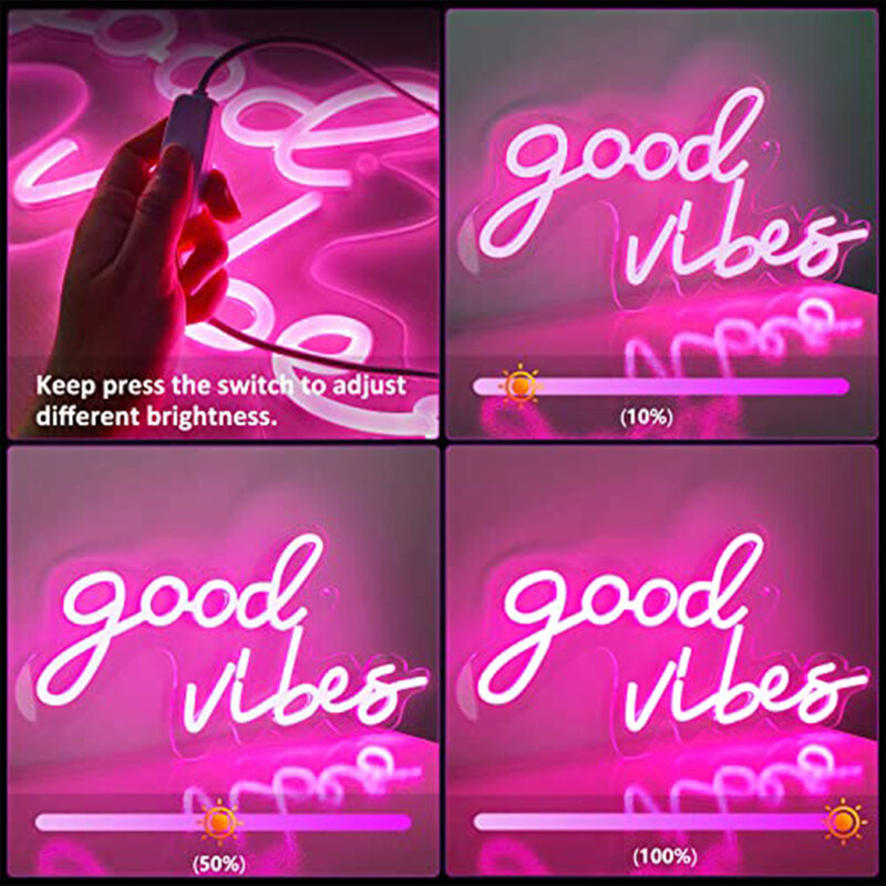 Good Vibes LED Neon Sign Engagement Wedding Banquet Party Home Decor Background Wall Art Girl Christmas Birthday Gift
