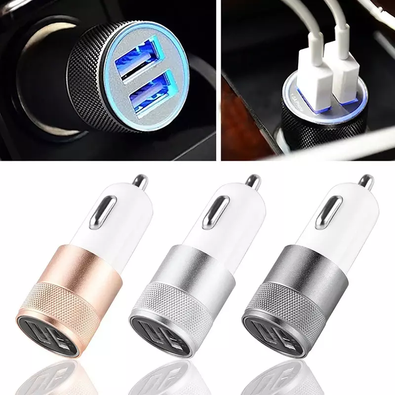車のシガレットライター,iPhoneおよびSamsung用のUSB急速充電器,2.1a,2ポート
