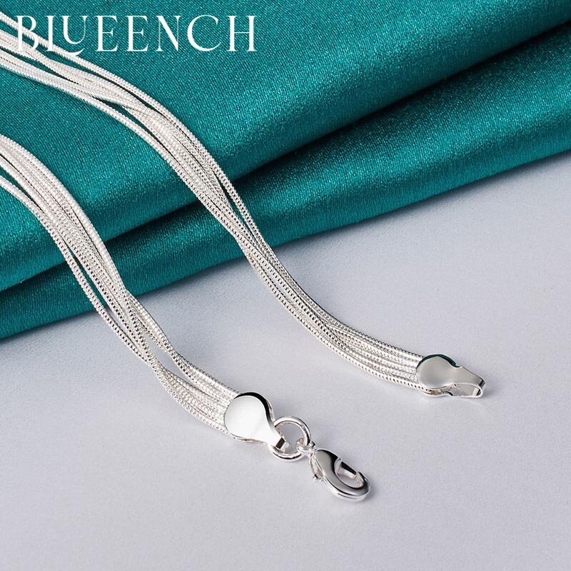 Blueench 925 prata esterlina multi corrente cobra corrente brilhante bola colar para mulher proposta casamento moda glamour jóias