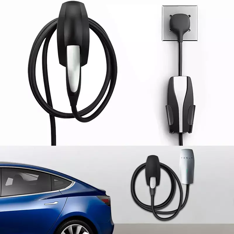 Pemegang pengisi daya Organizer kabel pengisian daya mobil untuk Tesla Model 3 Y S X 2021 2022 EU/US Aksesori braket konektor dudukan Dinding
