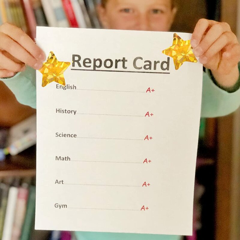 100-500Pcs Foil Star Stickers adesivi olografici con stelle dorate per bambini etichette Reward per artigianato da parete forniture per insegnanti in classe