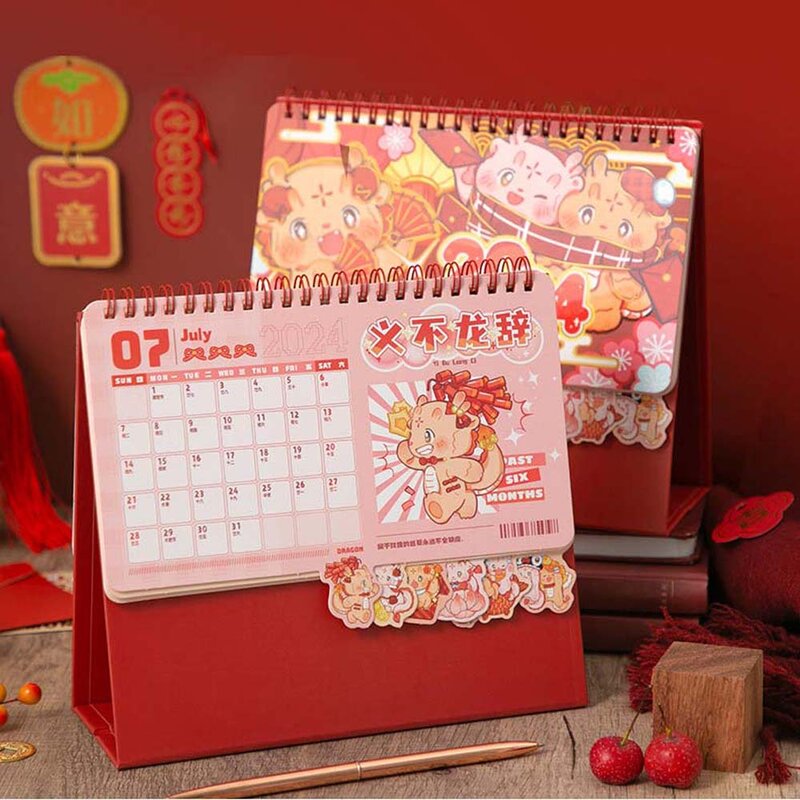 Calendario de escritorio de Año Nuevo 2024, organizador de Agenda, suministro de oficina escolar, planificador de horario clásico, regalos de papelería