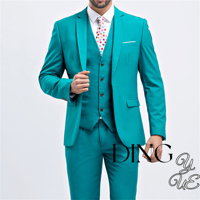 Klassieke Mannen Pak 3 Stuks Mode Slim Fit Blazer Vest Broek Set Formele Zakelijke Bruiloft Smoking Voor Heren Vrijetijdskleding