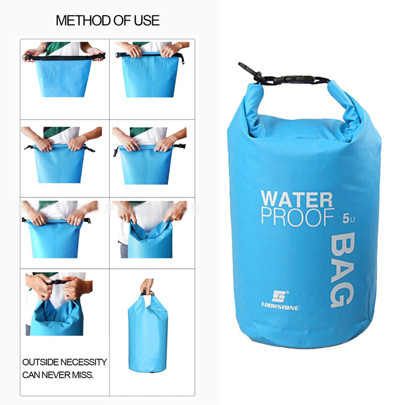 Bolsa seca impermeable para natación, Rafting, Kayak, río, Trekking, navegación, canoa, bolsa de agua, 2L/5L/10L