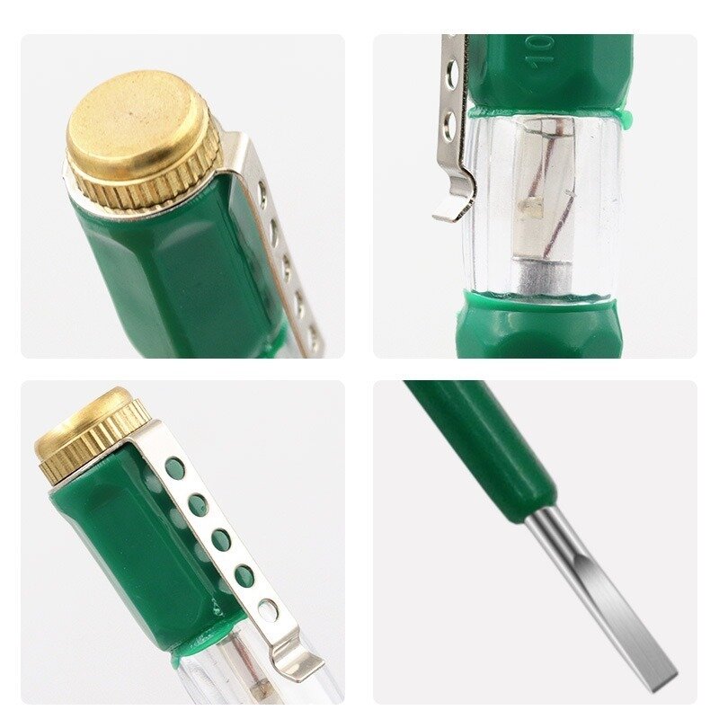 Bolígrafo de prueba con luz de neón, pluma de prueba con indicador de presión, 100-500V, Pluma de prueba de aislamiento sin contacto