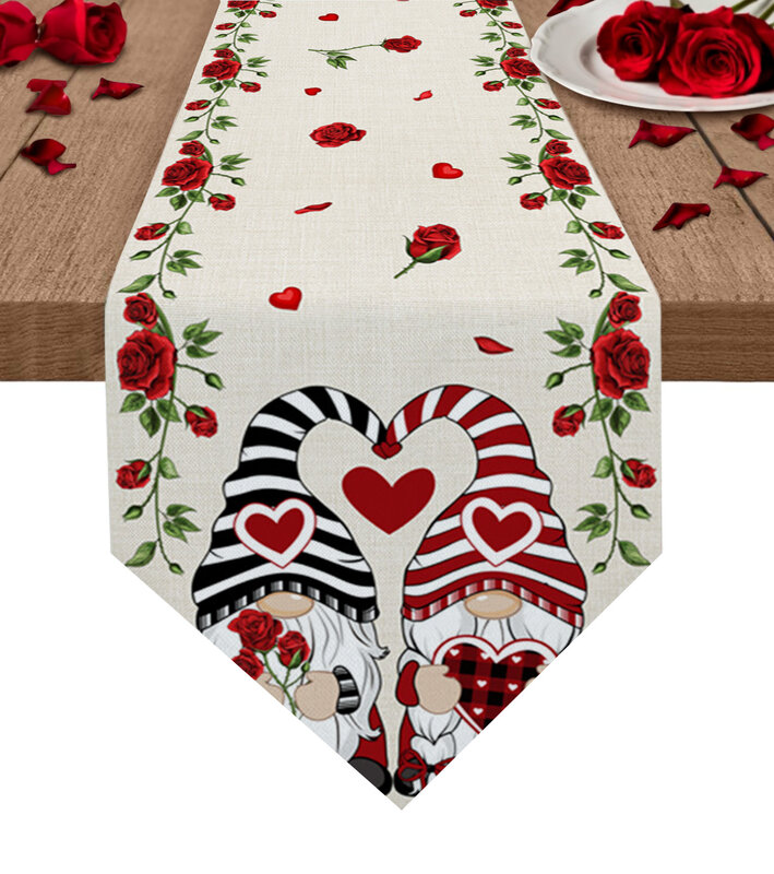 Walentynki miłość karzeł różany bieżnik ślubny obrus na imprezę kawy stół w jadalni stół dekoracyjny biegacz