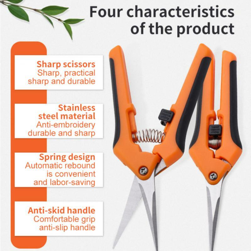 1~7PCS Labor-saving Gardening Scissors Sharp And Durable Pruning Scissors Spring Design Stainless Steel Flower Branch Scissors