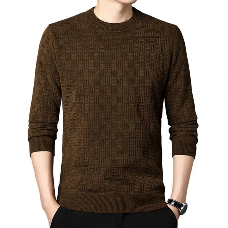 따뜻하고 아늑한 남성용 니트 스웨터, 두껍고 따뜻한 스타일리시 풀오버, 부드러운 플러시, 가을 겨울 착용, O넥 스웨터