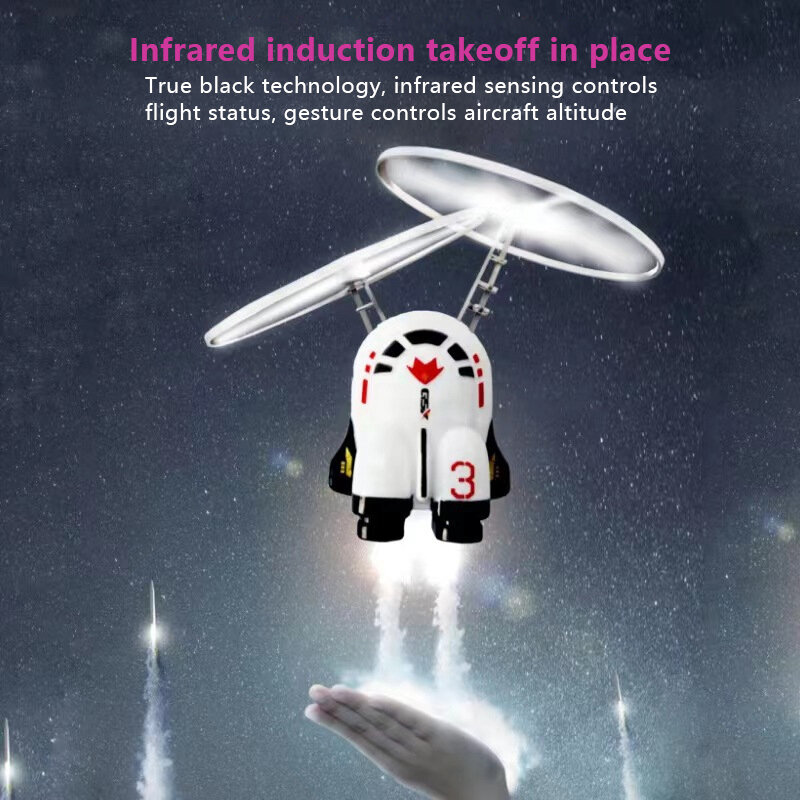 Innovativo e pratico gesto luminoso levitante astronauta induzione veicolo aereo girevole palla filo uomo giocattoli per bambini