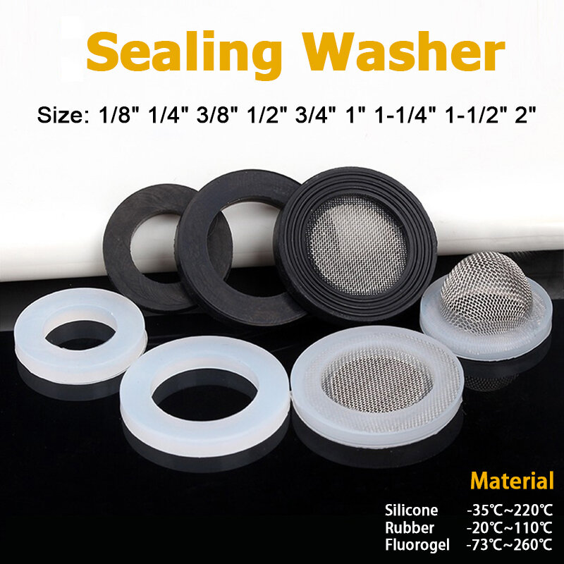 5-100pcs Gasket 1/8"1/4"3/8"1/2"3/4"1"1.2"1.5"2" Rubber/Silicon/PTFE Sealing Ring for Shower Nozzle Hose Pipe Bellow Tube Washer
