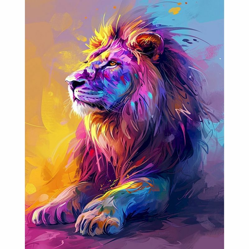 GATYZTORY Painting By Number 40x50cm With Frame Colorful Lion Handpainted On Canvas Paint By Numbers For Wall Art Decors