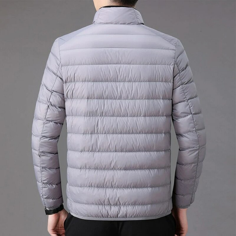 Abrigo grueso de plumón para hombre, chaqueta cálida a prueba de viento, con cremallera, para ocio, a la moda, para invierno y otoño