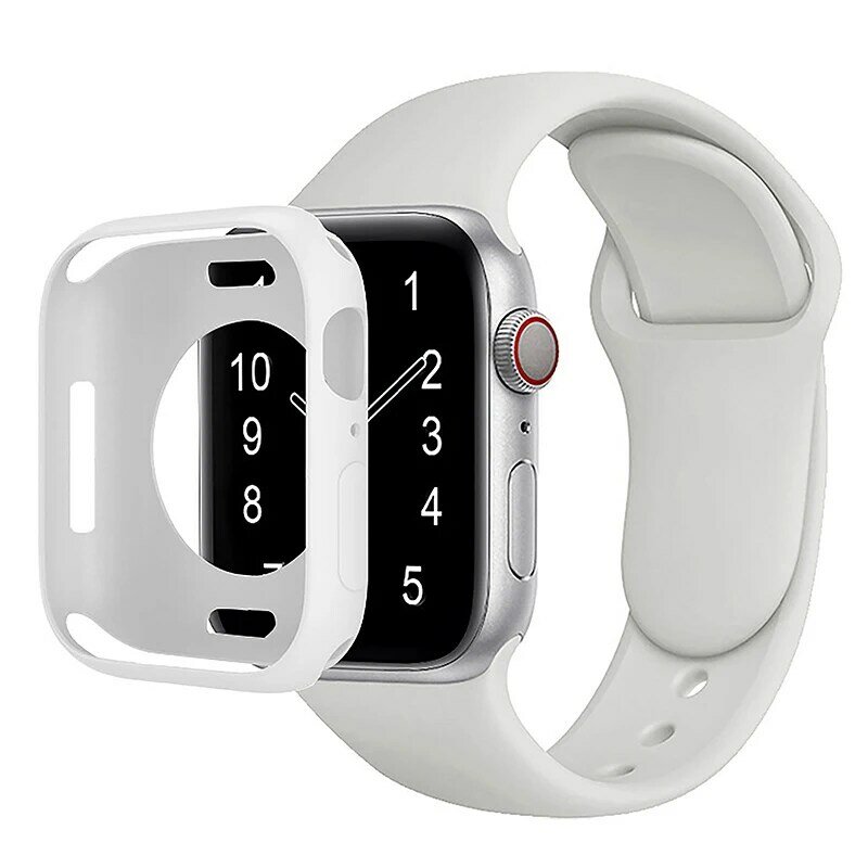 Funda de silicona blanda para Apple Watch, protector de 44mm, 40mm, 42mm, 38mm, protección para Iwatch Serie 8, 7, 6, Se, 5, 41mm, 45mm